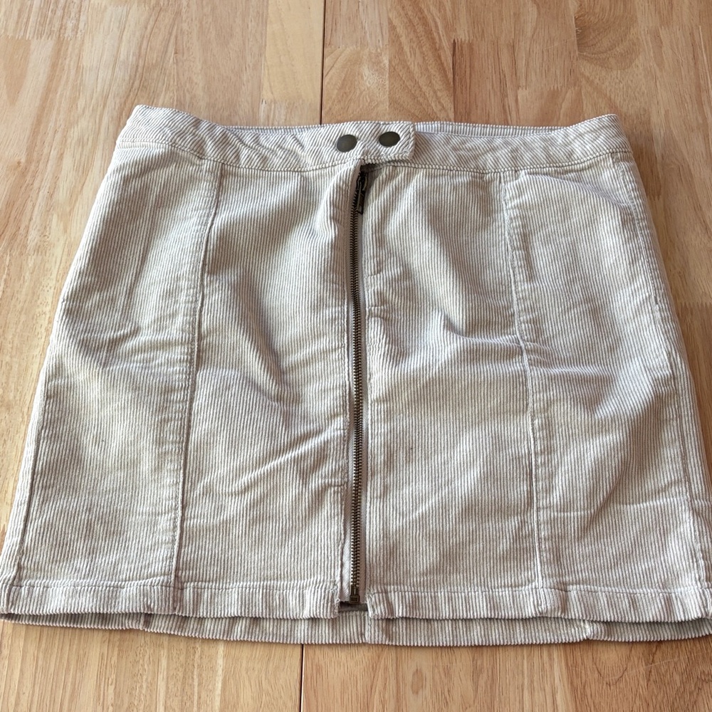 Blue Spice Cream Corduroy Mini Skirt